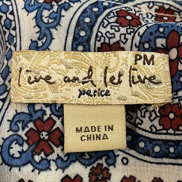 Live & Let Live Ruffled Tank Top 3 Tier Pullover Boho Paisley Print Women’s PM - Picture 8 of 9